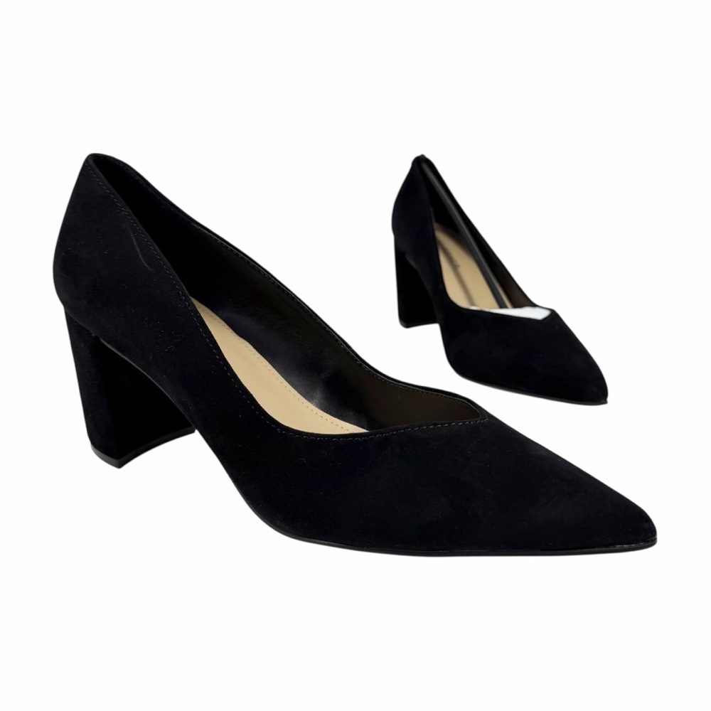 Marc Fisher Women's Caitlin Slip-On Block Heel Pumps Black Suede Size 9.5M